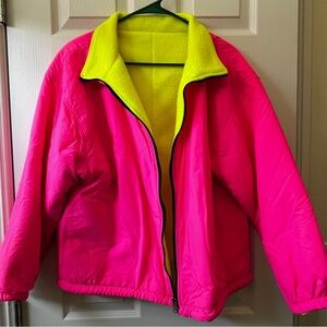 Women’s Reversible Neon Pink / Yellow Jacket With Pockets